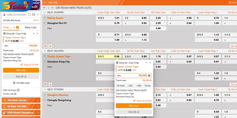 Cách tính tiền khi đặt cược kèo 0.75 tại ST666 