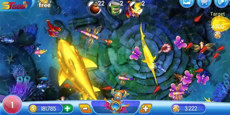 Người chơi thiết lập pháo trước khi săn cá trong sảnh